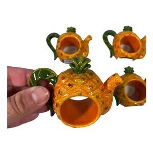 Set of 4 Wooden Pineapple Fruit Napkin Holders
